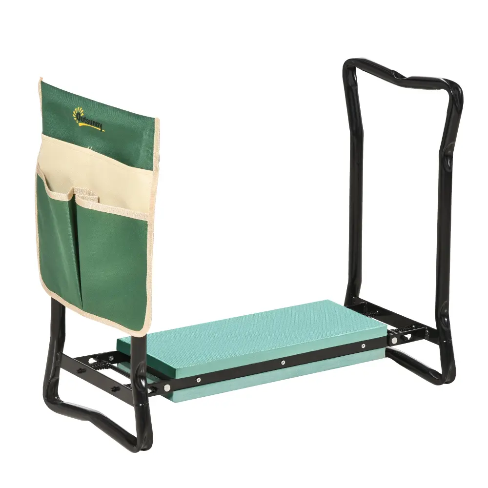 Outsunny Garden Kneeler Seat Stool Bench Kneeling Pad and Large Side Pocket aosom business