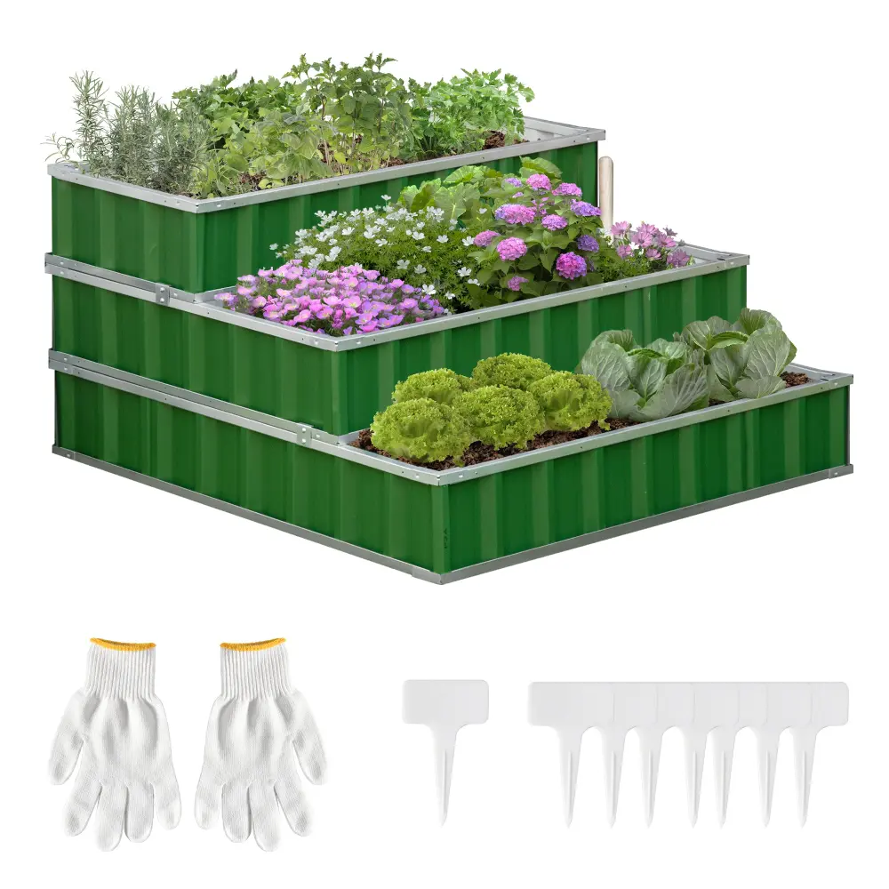 Outsunny 3 Tier Raised Garden Bed Steel Frame aosom business