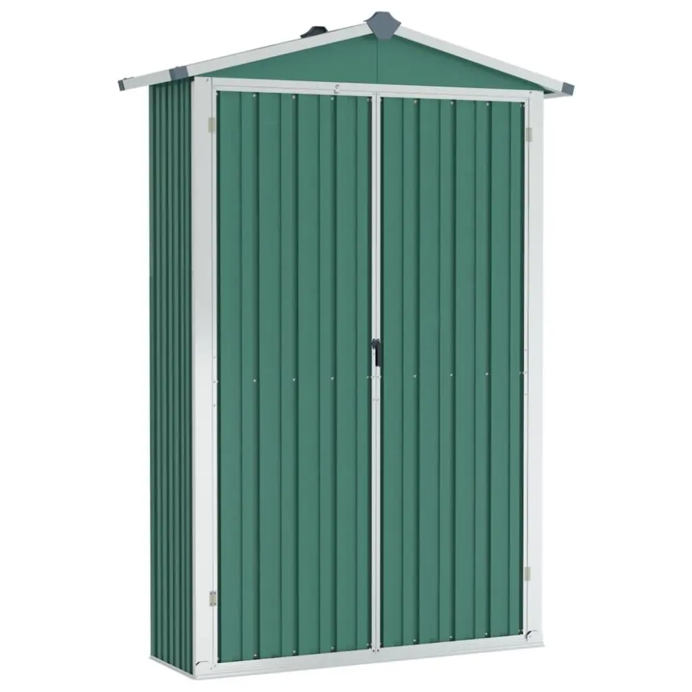 Green Galvanized Steel Garden Shed 45.7x17.7x68.9 Inches Outdoor Storage