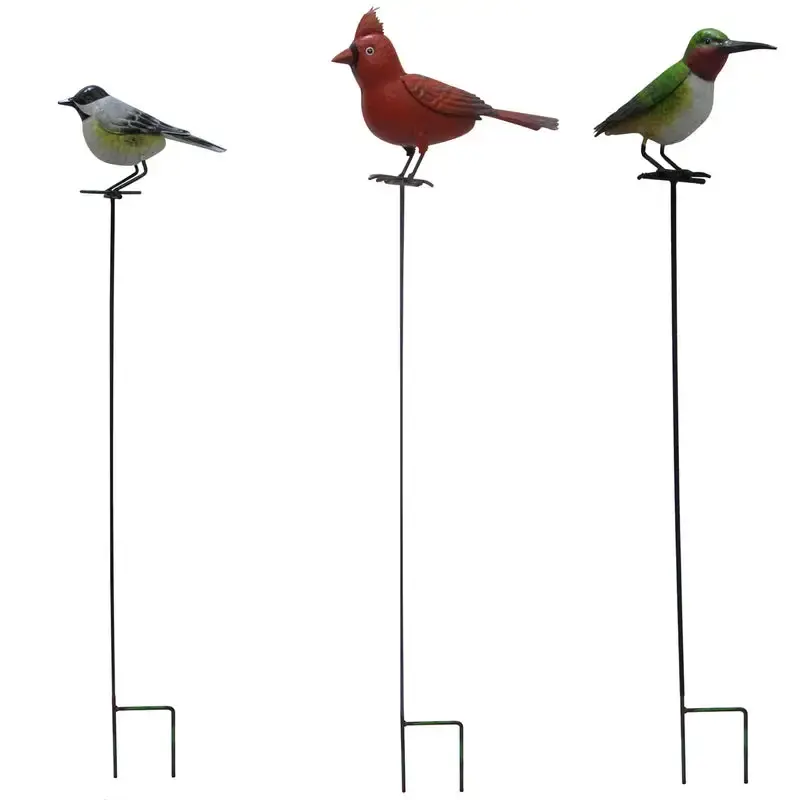 Meadow Creek Assorted Iron 40-Inch H Bird Outdoor Garden Stake Pack 12