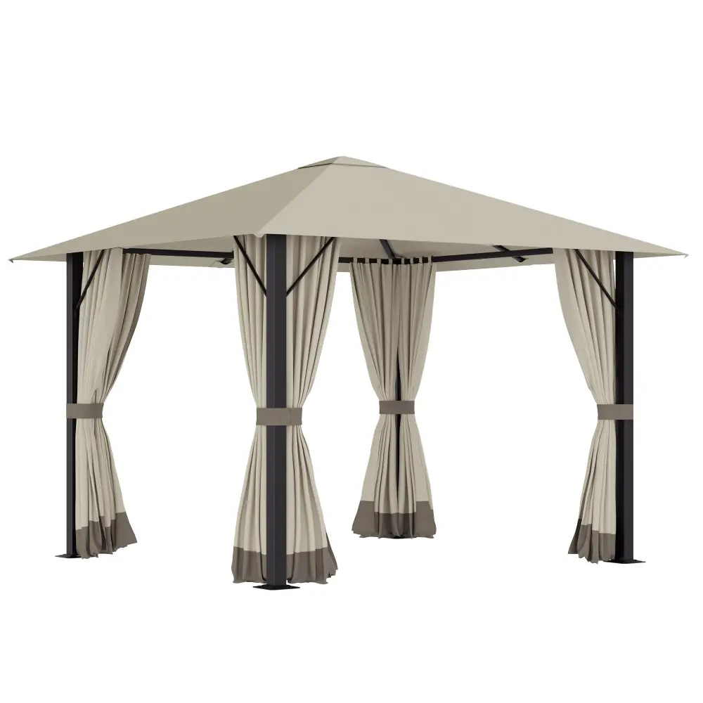 10' X 10' Patio Gazebo Aluminum Frame Outdoor Canopy Shelter Side Panels aosom business