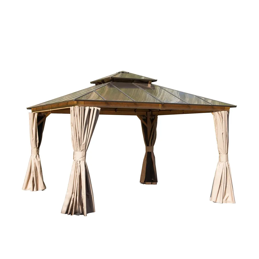 12'X12' Permanent Outdoor Hardtop Gazebo Polycarbonate Roof crefise patio life