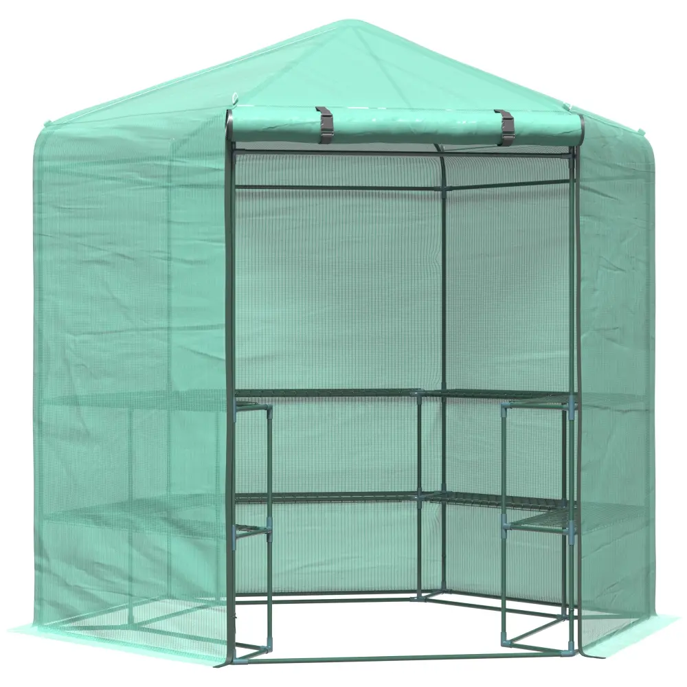 Outsunny Walk Greenhouse Outdoor 3 Tier 10 Shelf Warm Garden Plant Growing Tent aosom business