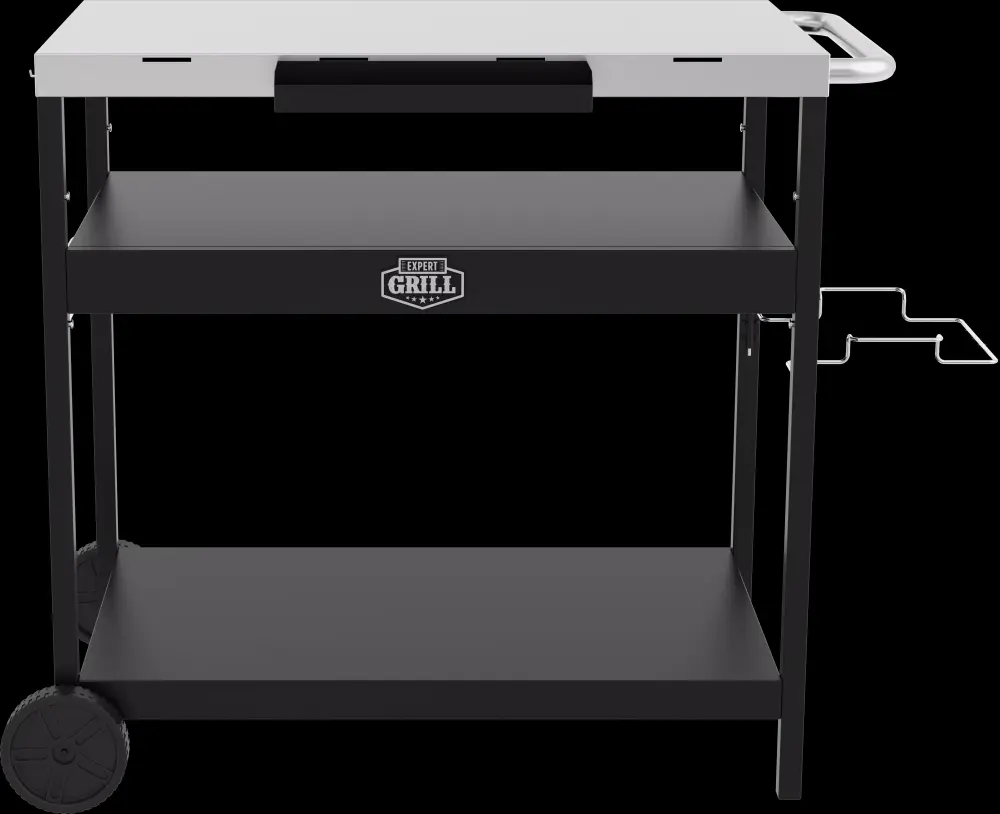 Expert Grill Outdoor Food Readiness Cart Wheels Black Stainless Steel