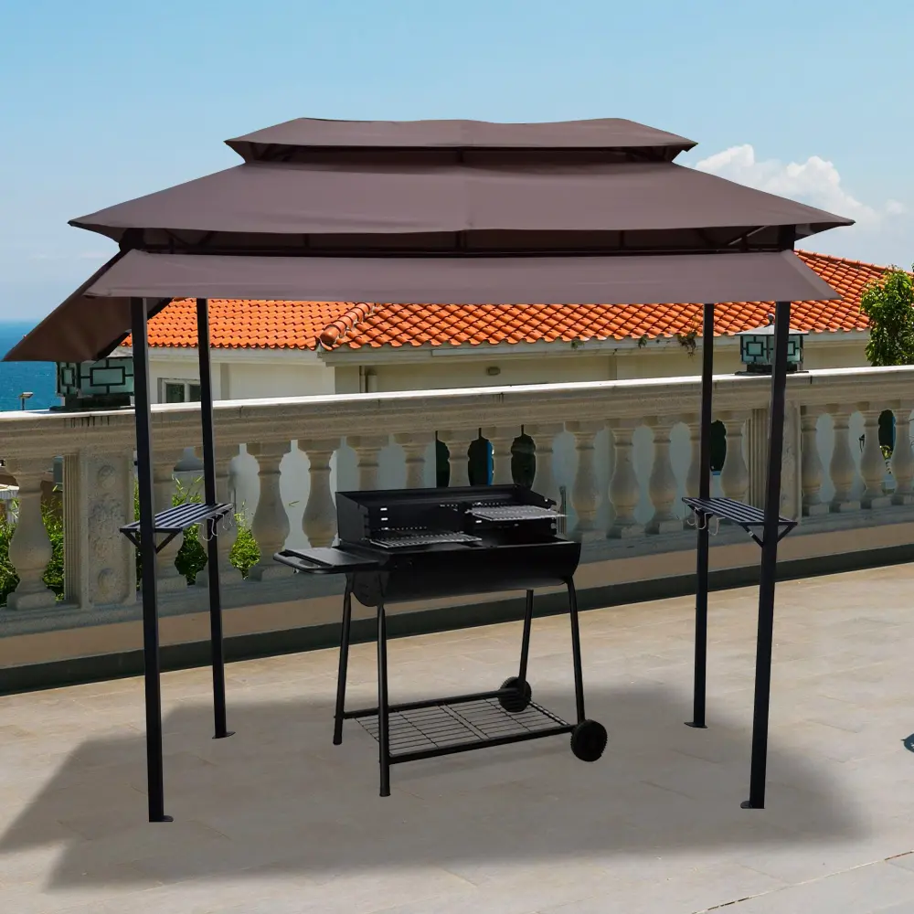 8X4Ft Grill Gazebo - Metal Frame Soft Top Canopy Outdoor Cooking w-s industry