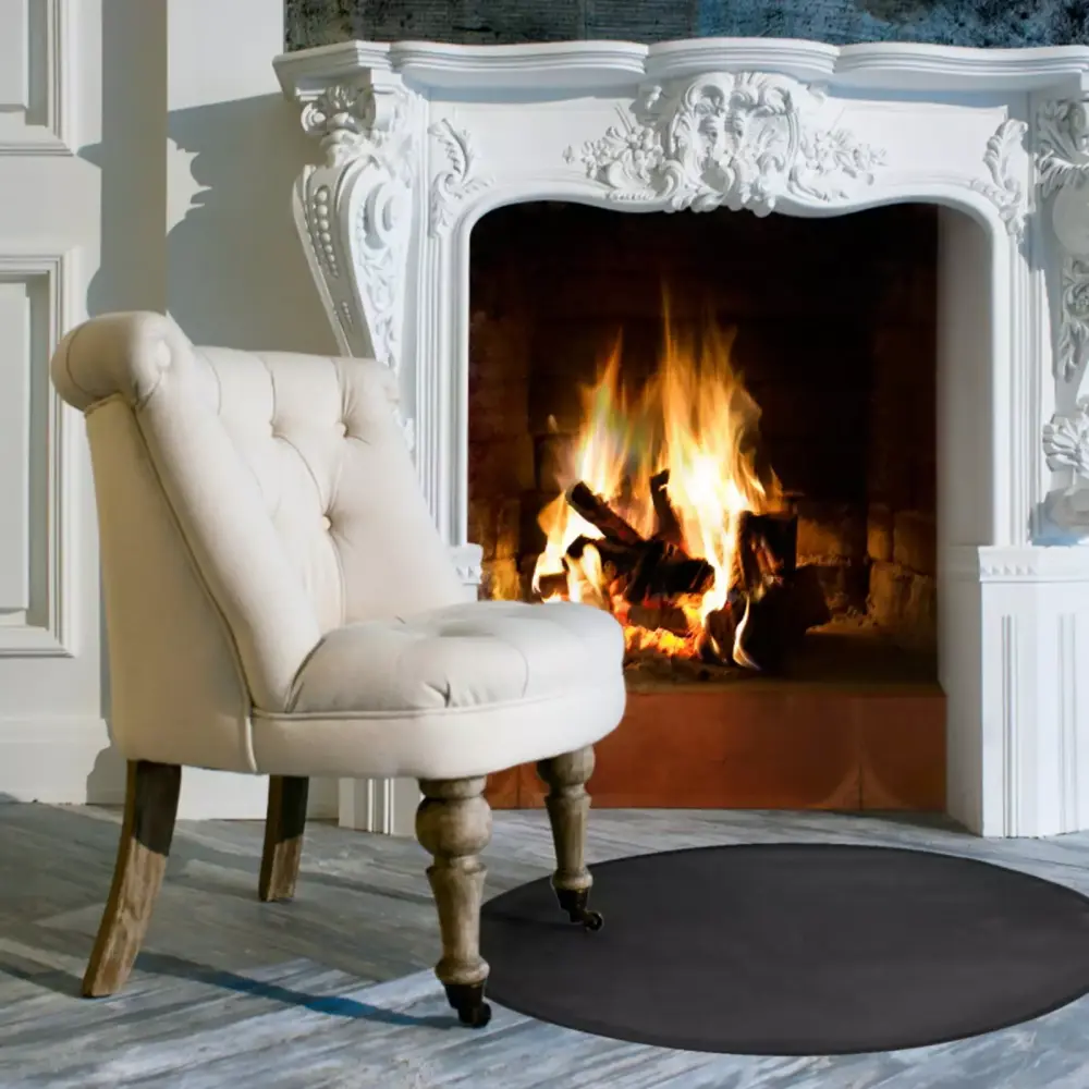 SDJMa 24 Round Fire Pit Mat Under Grill Mat 2-Layer Thickened Fireproof