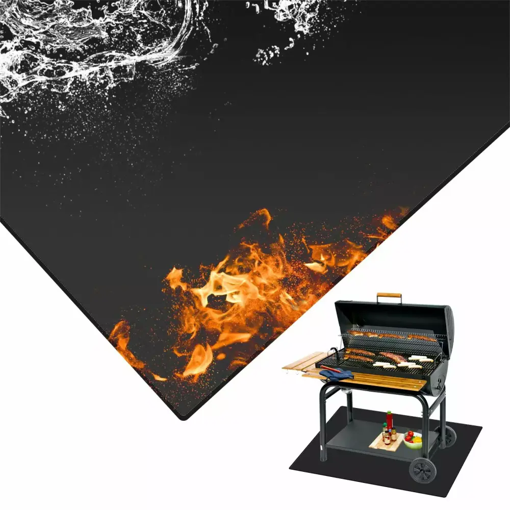 Under Grill Mat 60 x 40 Inch Reversible Fireproof Oil and Waterproof Protection Deck Patio