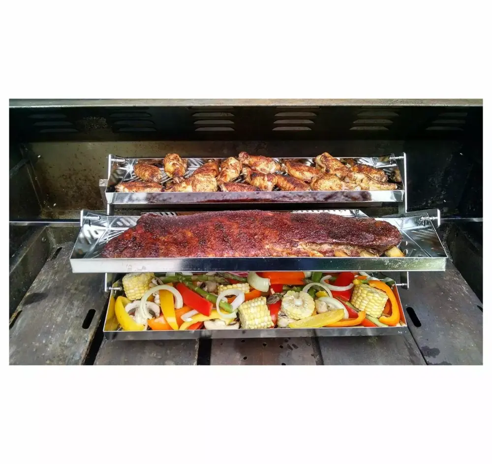 Rib-O-Lator Universal Adjustable Trays Fits Gas & Charcoal Grills Green Egg Kamados Drum Smokers