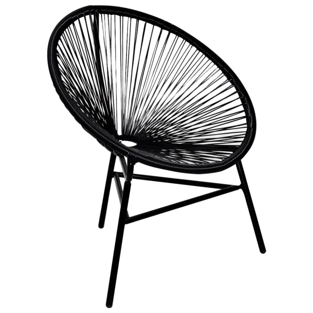 Patio Moon Chair Poly Rattan Black - Hanging Egg Chair Outdoor Relaxation