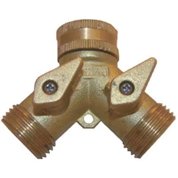 Lasco Brass Garden Hose Wye Shut Off 3/4 Inch FHT x 3/4 Inch MHT Control