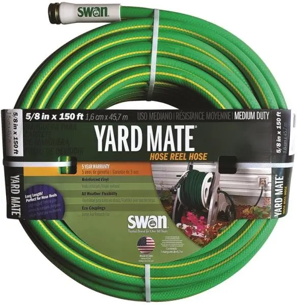 Swan SNHR58150 Garden Reel Hose 5/8 Inch x 150 Feet Durable and Lightweight