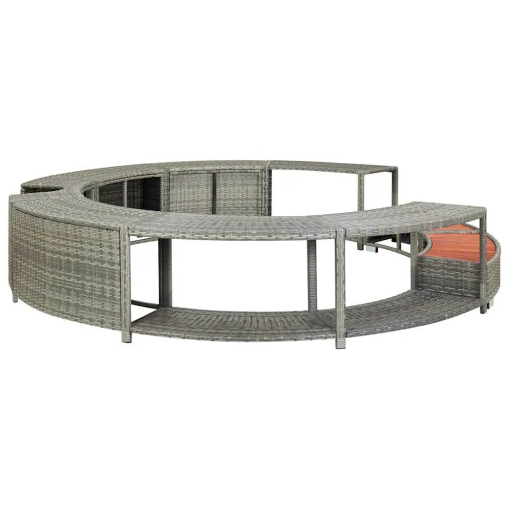 Hot Tub Surround Gray Poly Rattan Outdoor Spa Enclosure Privacy Screen