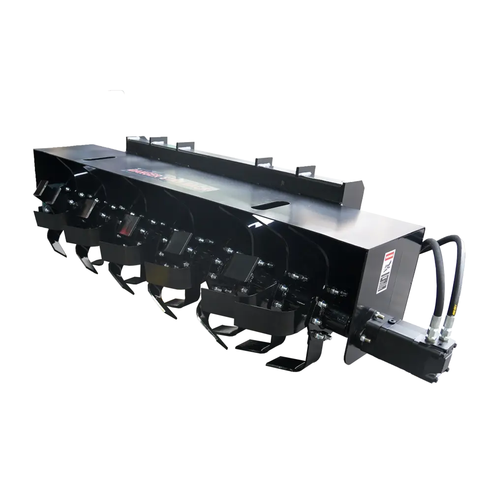 72 Inch Skid Steer Attachments Soil Cultivator Light Duty Hydraulic Roto Tiller landy industries