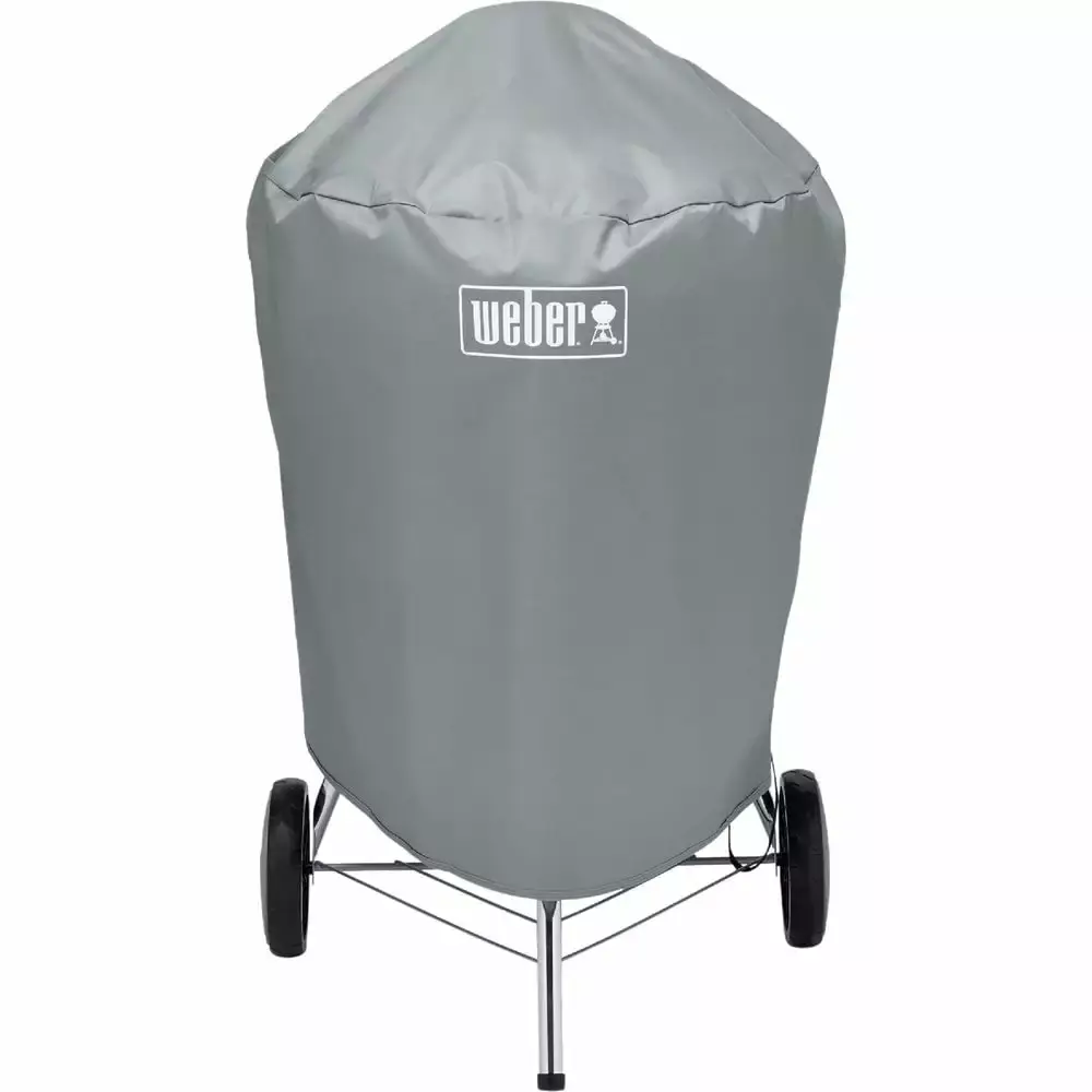 Weber 22 Inch Gray Vinyl Kettle Grill Cover Durable Waterproof Outdoor Protection