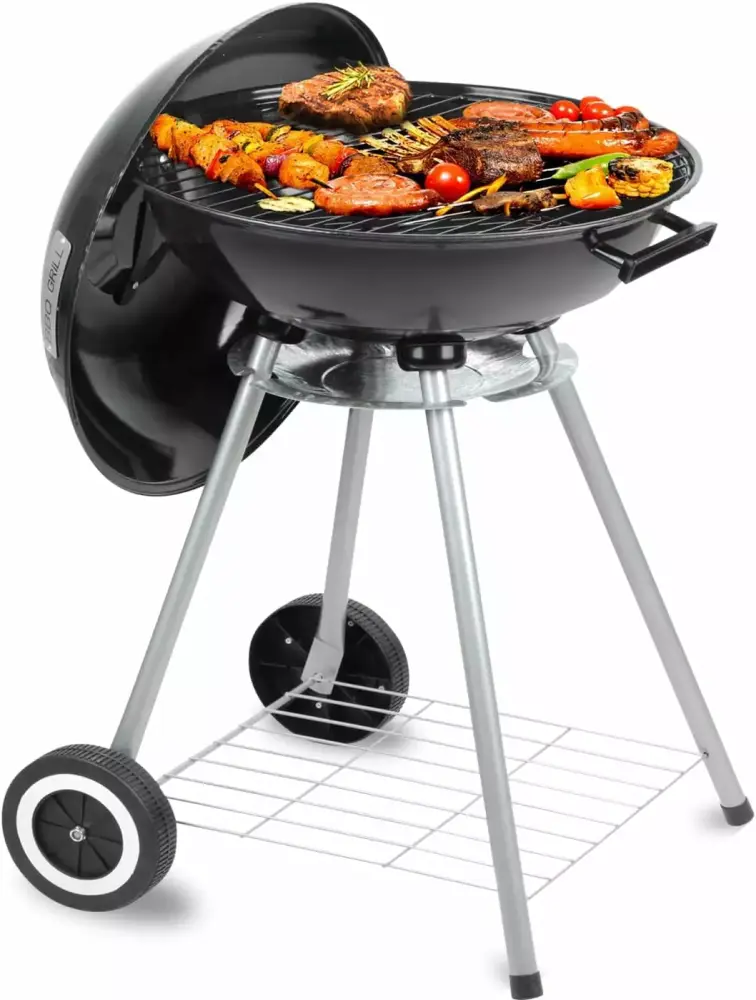 HestiNysus 18 Inch Travel-friendly BBQ Kettle Grill Wheels Outdoor Cooking H HESTINYSUS