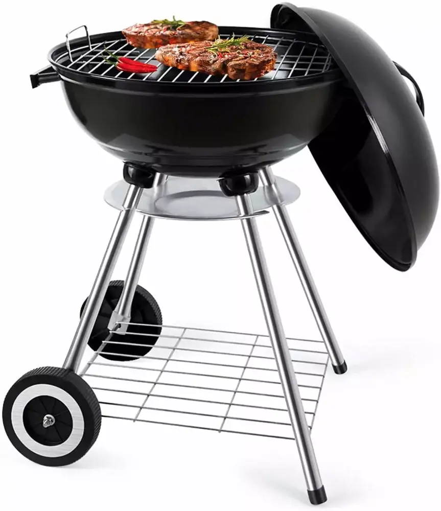 18 Inch Kettle Charcoal Grill Outdoor Travel-friendly BBQ Stainless Steel Steaks Burgers Backyard Pitmaster ?LavoHome