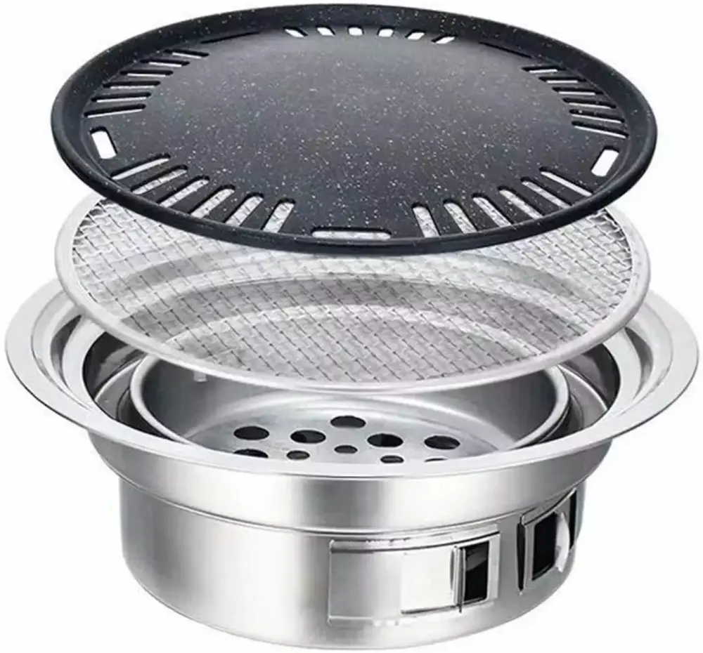 16 Multifunctional Charcoal Barbecue Grill Korean BBQ Grill Travel-friendly Stainless Steel Non-stick ?LOYALHEARTDY