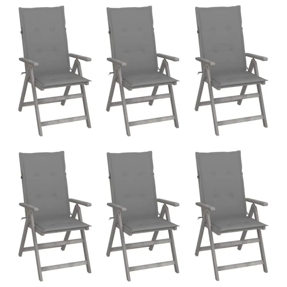 6 Piece Solid Acacia Wood Patio Reclining Chairs Cushions Outdoor Lounge Set