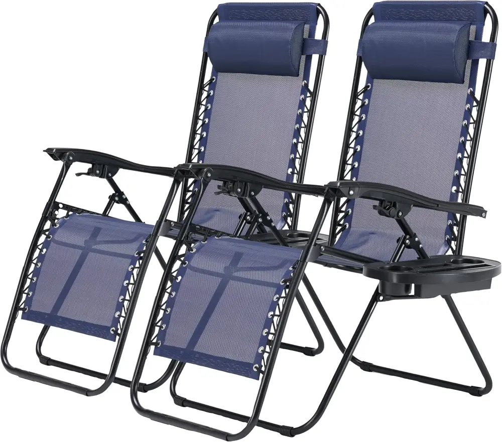 2 Set Zero Gravity Chairs Patio Travel Friendly Reclining Folding Lounge Chairs w1134dhs