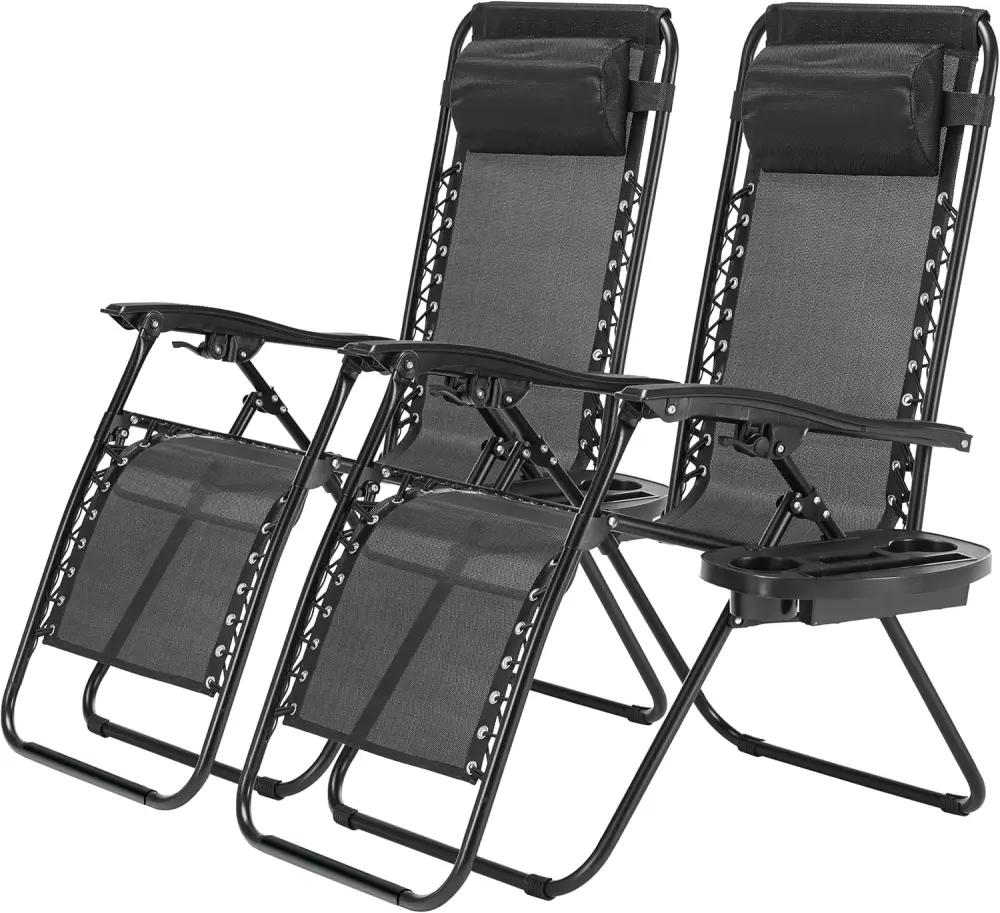 2 Set Zero Gravity Chairs Patio Travel Friendly Reclining Folding Lounge Chairs w1134dhs