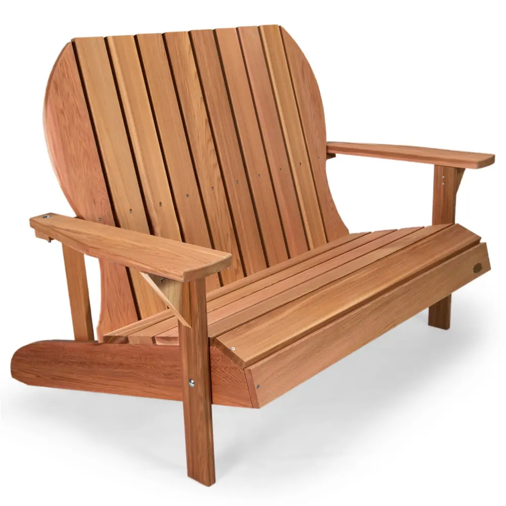 All Things Cedar Outdoor Cedar Wood Loveseat, 2-Person Patio Bench Garden or Porch
