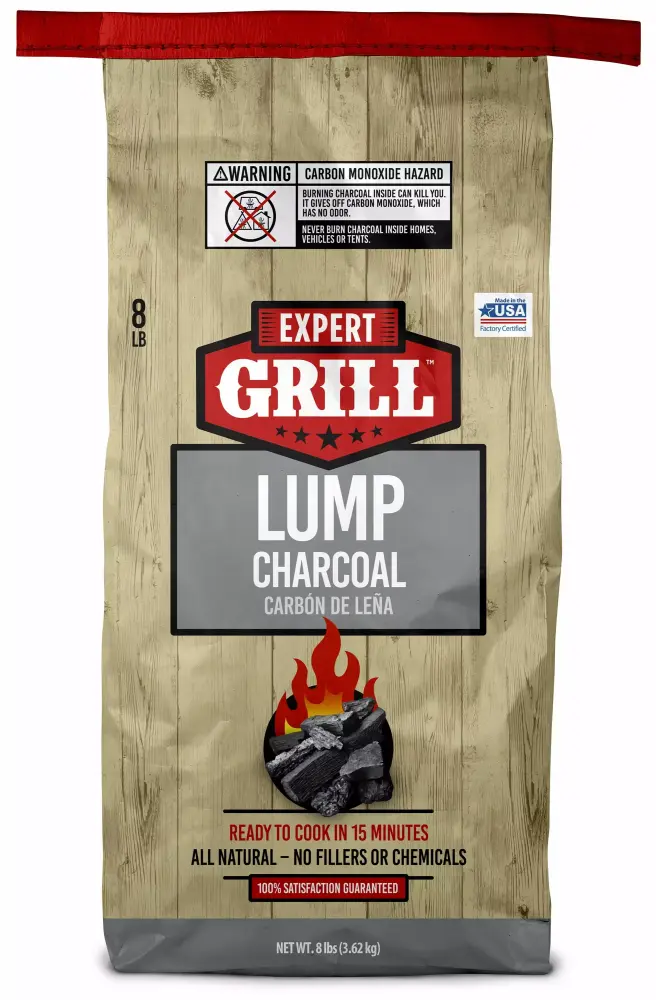 Expert Grill Lump Charcoal 8 lbs - All Natural Hardwood Charcoal Grilling and Smoking