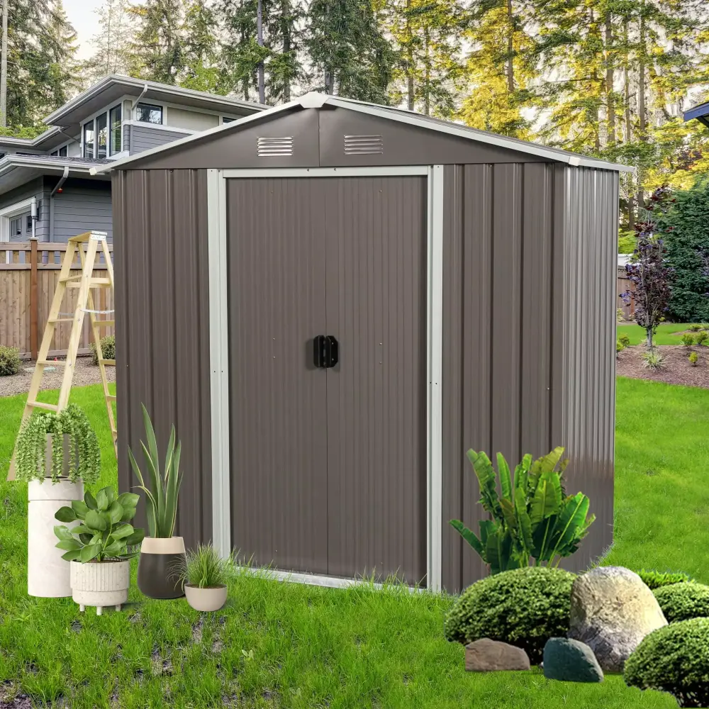 Canddidliike 6ft x 4ft Outdoor Metal Storage Shed. Garbage Can.Outdoor Metal Shed Tool.Garden