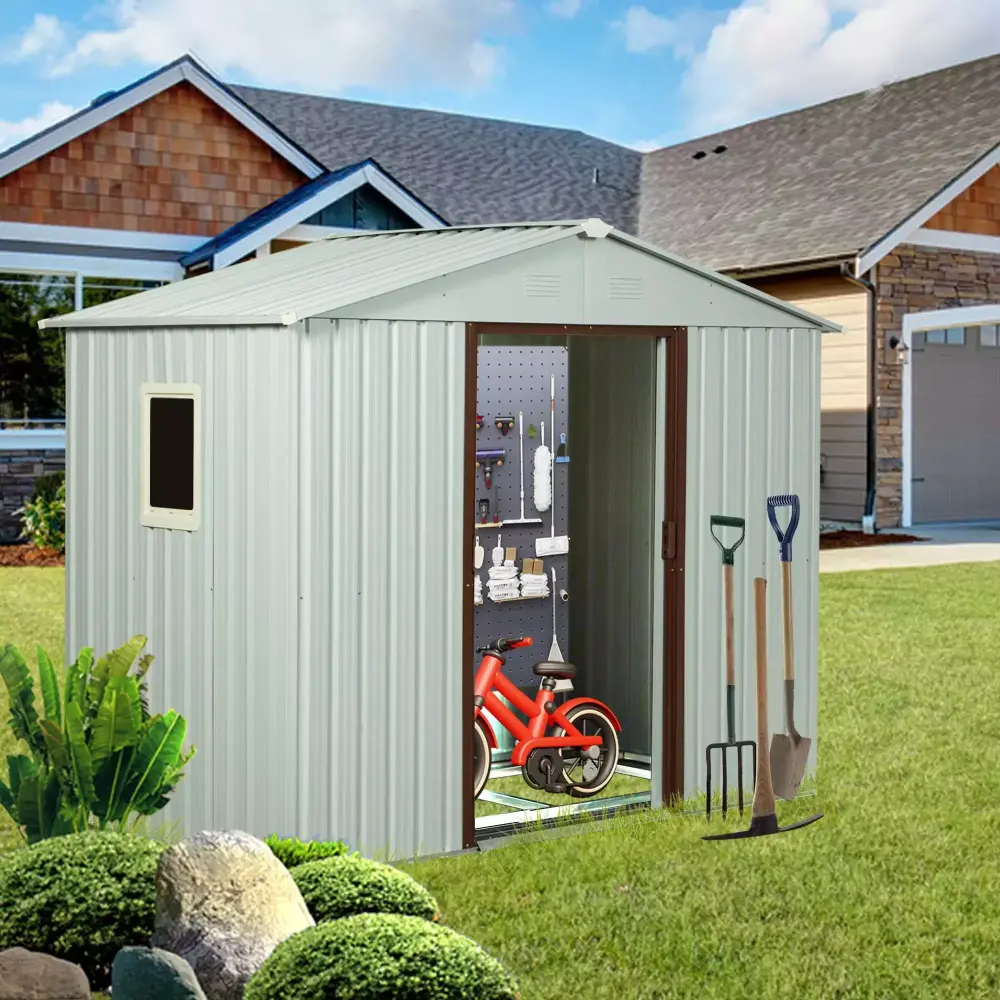 Canddidliike 6 Ft. W X 6 Ft. D Metal Storage Shed. Outdoor Storage Shed. Garbage Can.Outdoor Metal Shed Tool.Garden