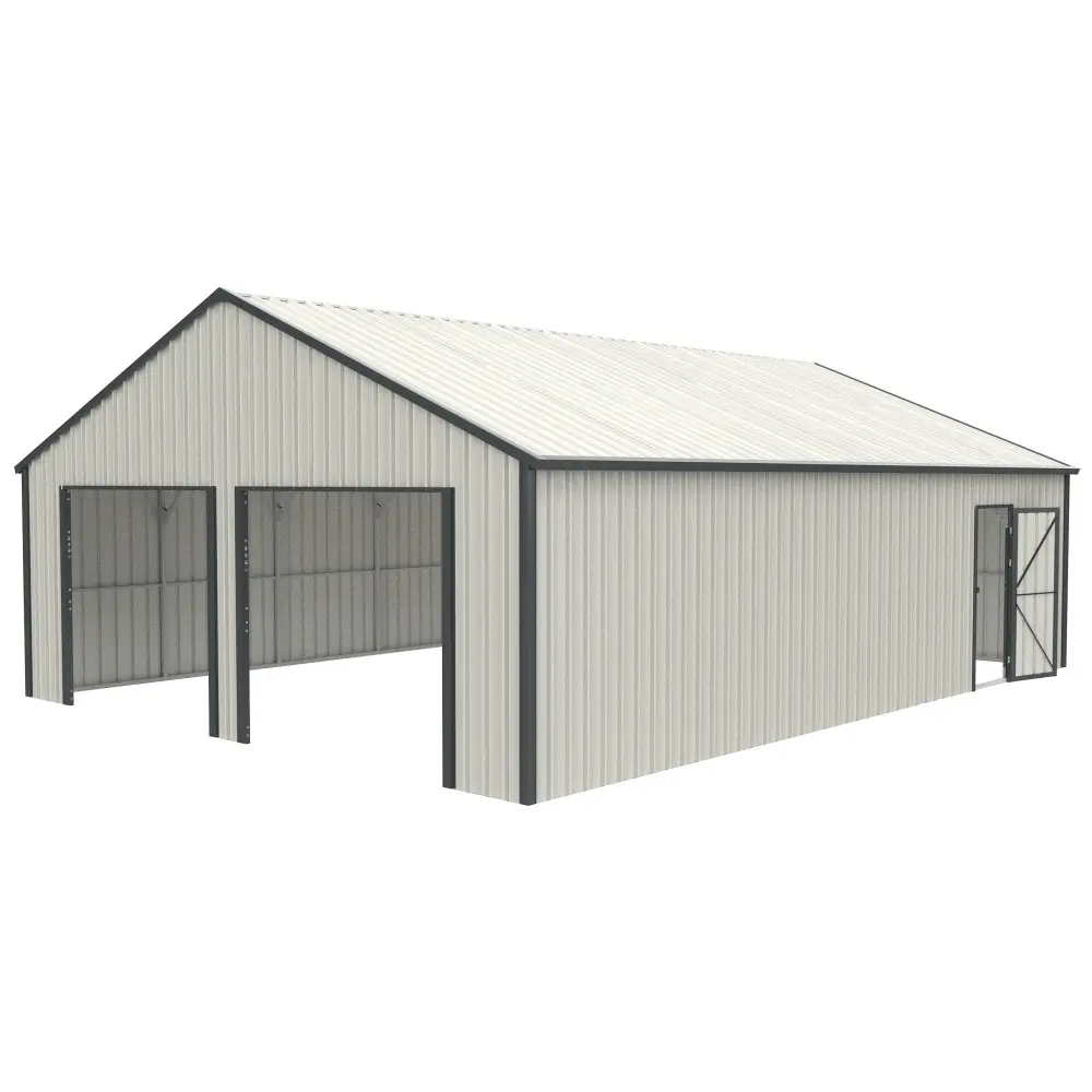 25 x 33 Ft Double Garage Metallic Shed Side Entry Door White Garden Storage chery