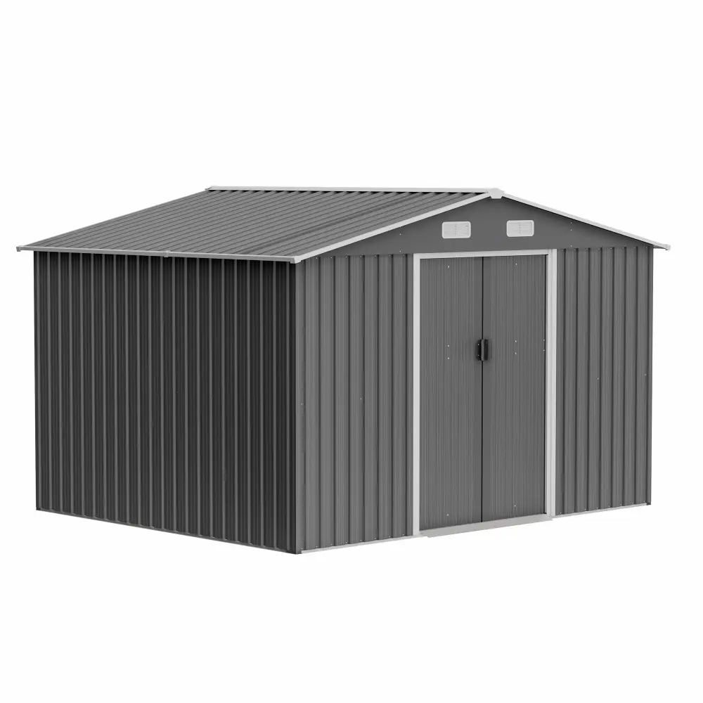 10X8 Ft Outdoor Tool Storage Shed Metal Foundation and Lockable Door w2505