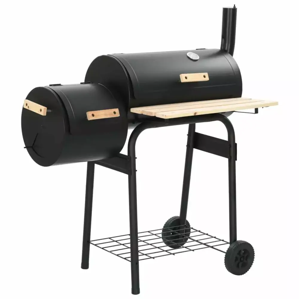 Charcoal BBQ Offset Smoker Large Cooking Area Temperature Gauge and Easy-to-Clean Design Finlon