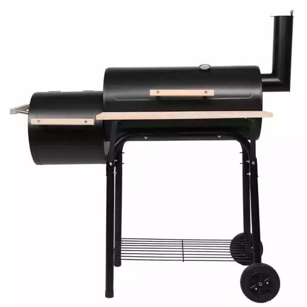 BBQ Charcoal Grill Side Fire Box and Offset Smoker Outdoor Picnic Barbecue Grill IM Beauty