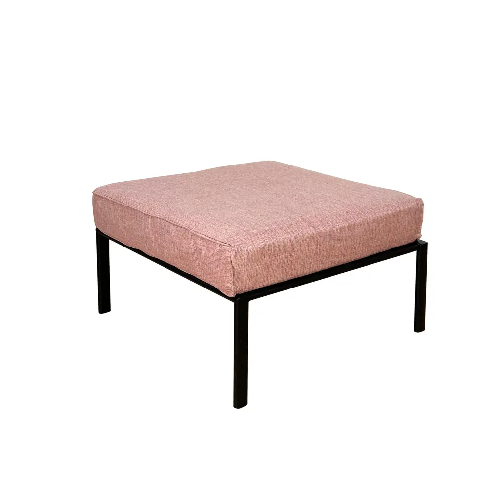 Rajni Patio Ottoman Pink Fabric & Black Finish OT01768 Outdoor Footstool acme onsite store