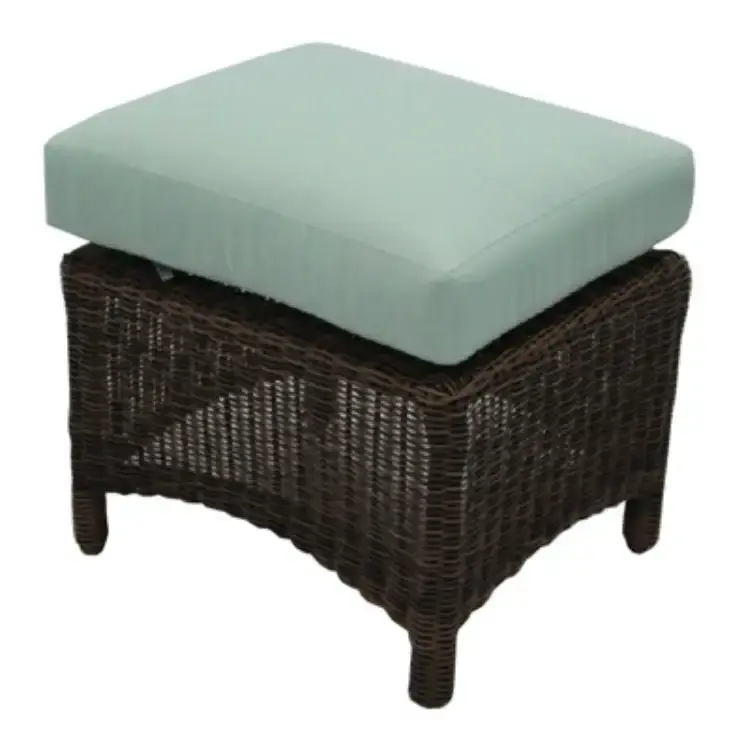 Four Seasons Courtyard Bermuda Ottoman Woven Wicker Steel Frame