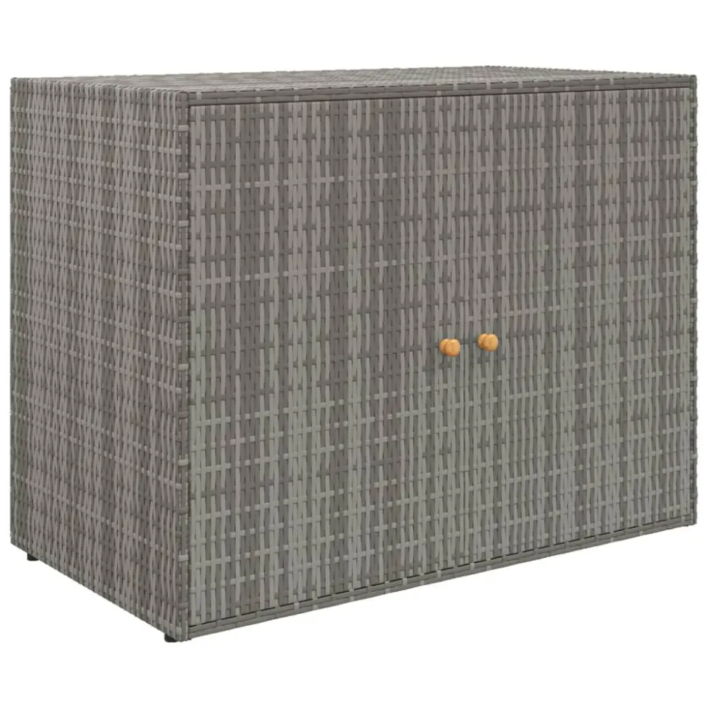 Gray Poly Rattan Garden Storage Cabinet 39.4x21.9x31.5 Inches Outdoor Organizer