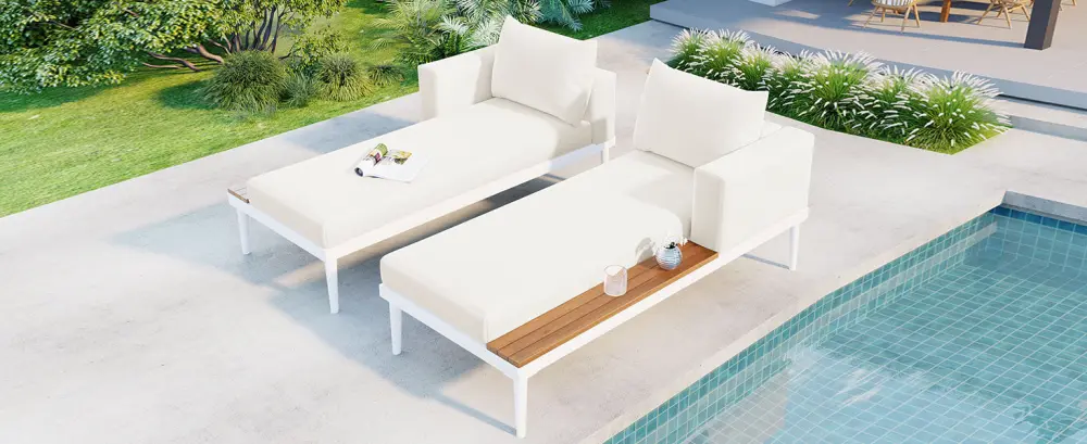 Modern Outdoor Daybed Patio Metallic Daybed Timber Topped Side Spaces rnb