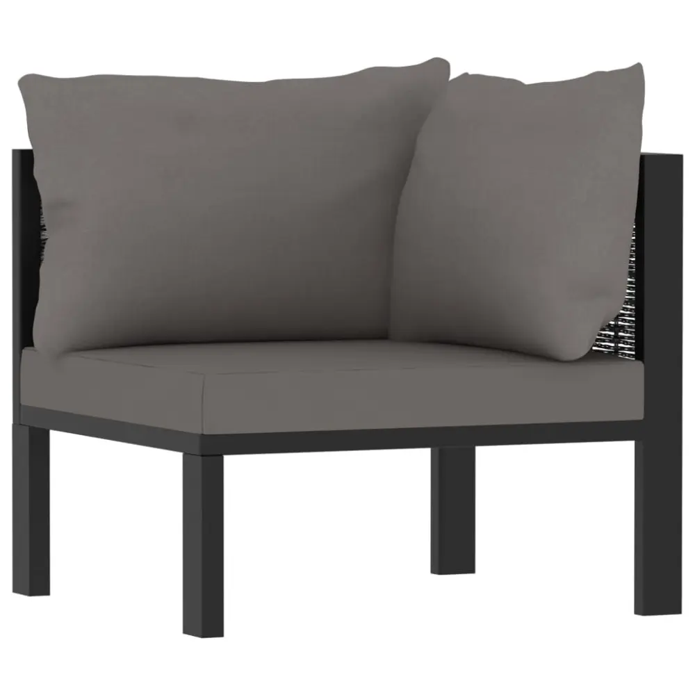 Sectional Corner Sofa Left Armrest Poly Rattan Anthracite Outdoor Furniture