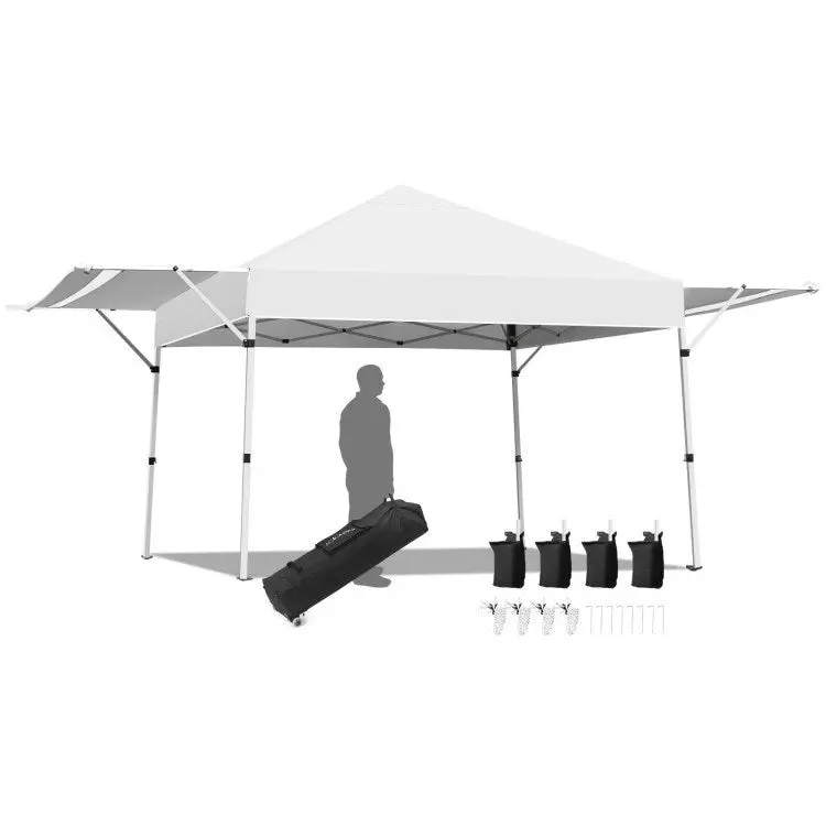 17 X 10 Feet Foldable Pop Up Canopy Adjustable Dual Awnings w2181