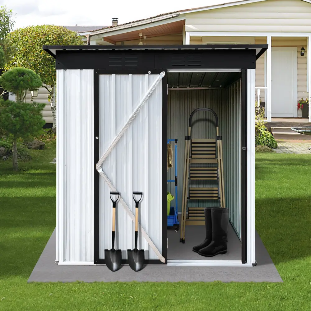 Metal Garden Sheds 5ft x 3ft Outdoor White Black Metal Storage Shed storage sheds