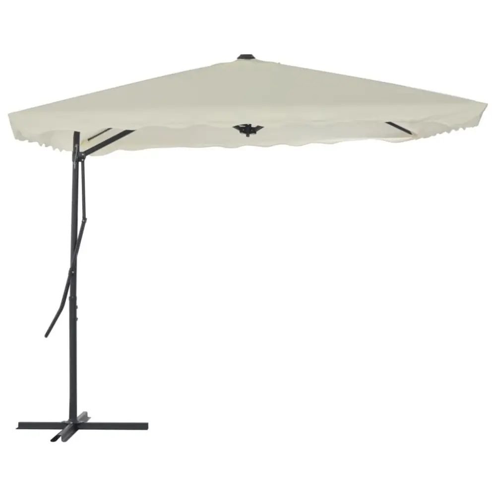 Garden Parasol Steel Pole 98.4x98.4 Inches Sand Square Outdoor Umbrella