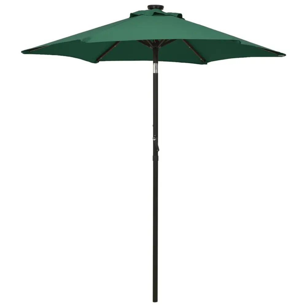 78.7x83.1 Inch Garden Parasol LED Lights Green Aluminum Outdoor Umbrella