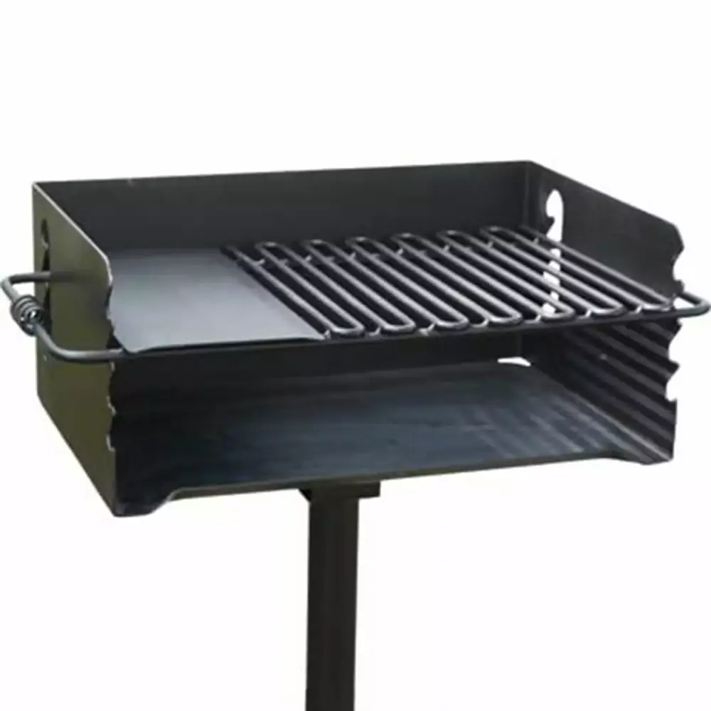 Pilot Rock Jumbo Park Style Steel Outdoor BBQ Charcoal Grill - Black - Large Capacity Grill