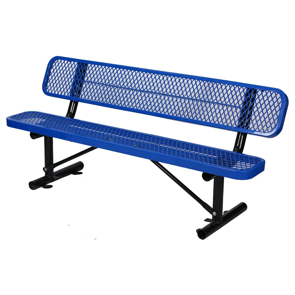 6 Ft. Outdoor Steel Bench Backrest Blue Carbon Steel g-h