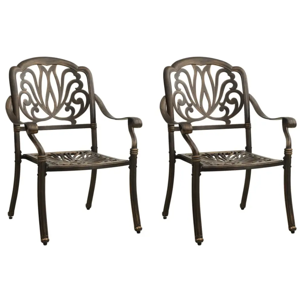 2 Pack Bronze Cast Aluminum Patio Chairs Outdoor Garden Furniture