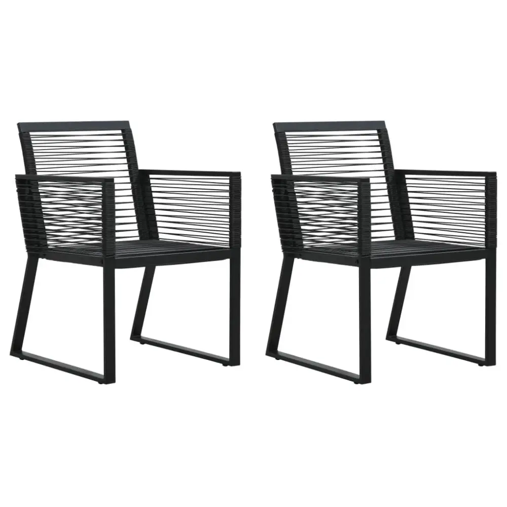 2 Piece Black PVC Rattan Patio Chairs Outdoor Dining Chairs