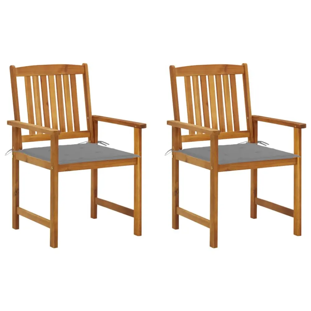 2 Piece Patio Chairs Cushions Solid Acacia Wood Outdoor Seating