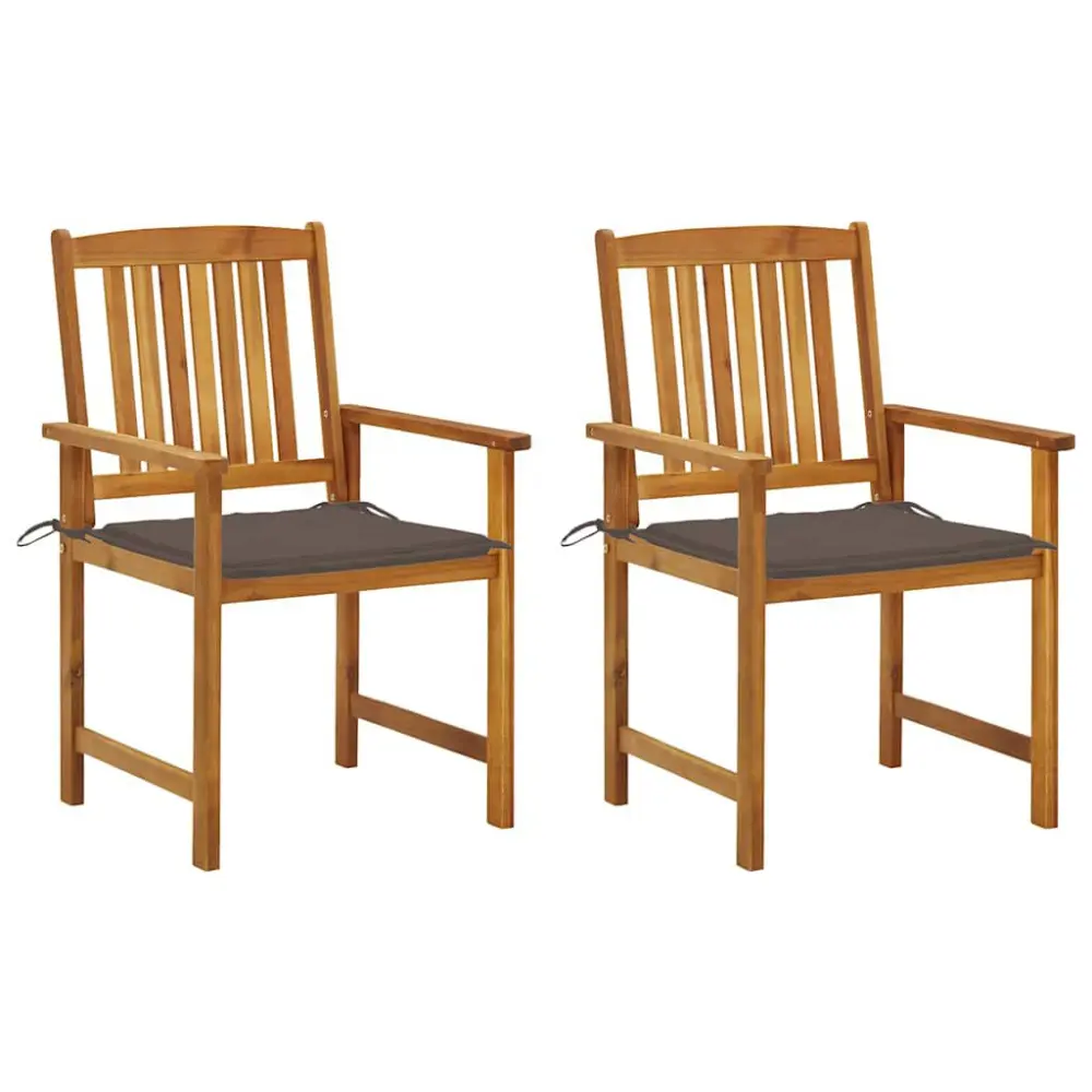 2 Piece Patio Chairs Cushions Solid Acacia Wood Outdoor Seating