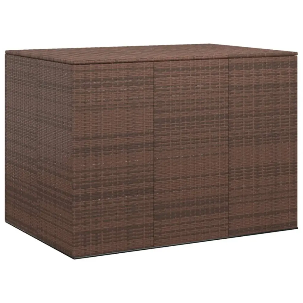 Brown PE Rattan Patio Cushion Storage Box Outdoor Furniture