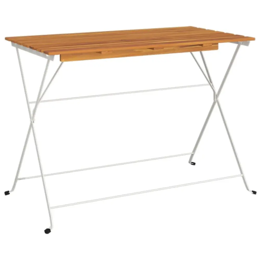39.4x21.3x28 Inch Folding Bistro Table Solid Acacia Wood and Steel