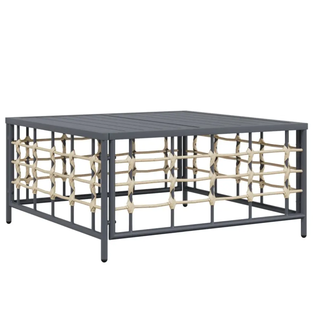 Anthracite Poly Rattan Patio Table 27.6x27.6x13.4 Inches Side Table